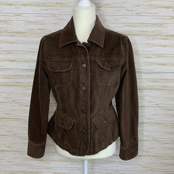J Jill Brown Cotton Jacket - Picture 1 of 9